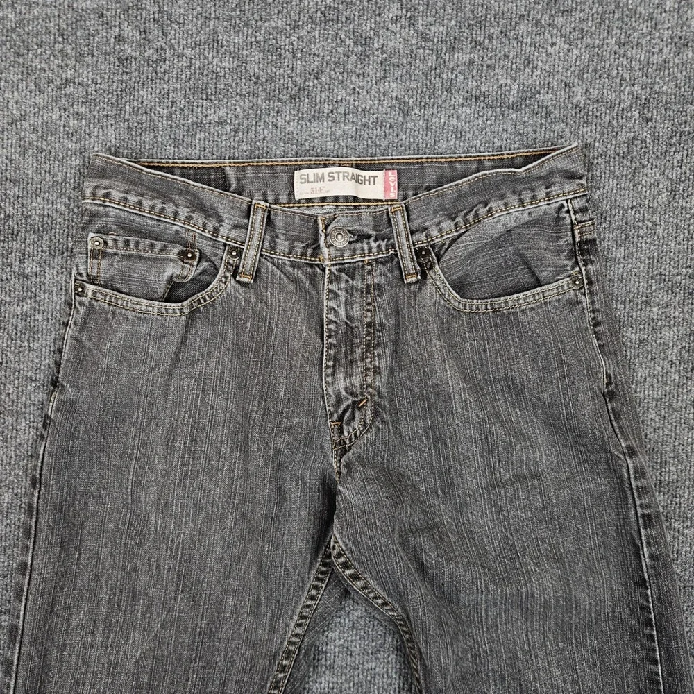 Levis 514 Jeans Men's 32x34 Slim Straight Black Faded Denim Cotton Vintage Y2K